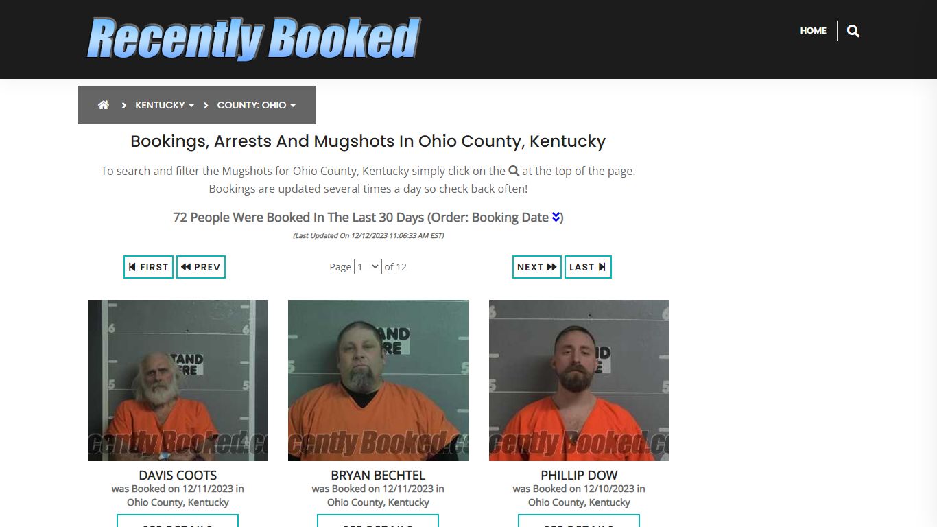 Recent bookings, Arrests, Mugshots in Ohio County, Kentucky